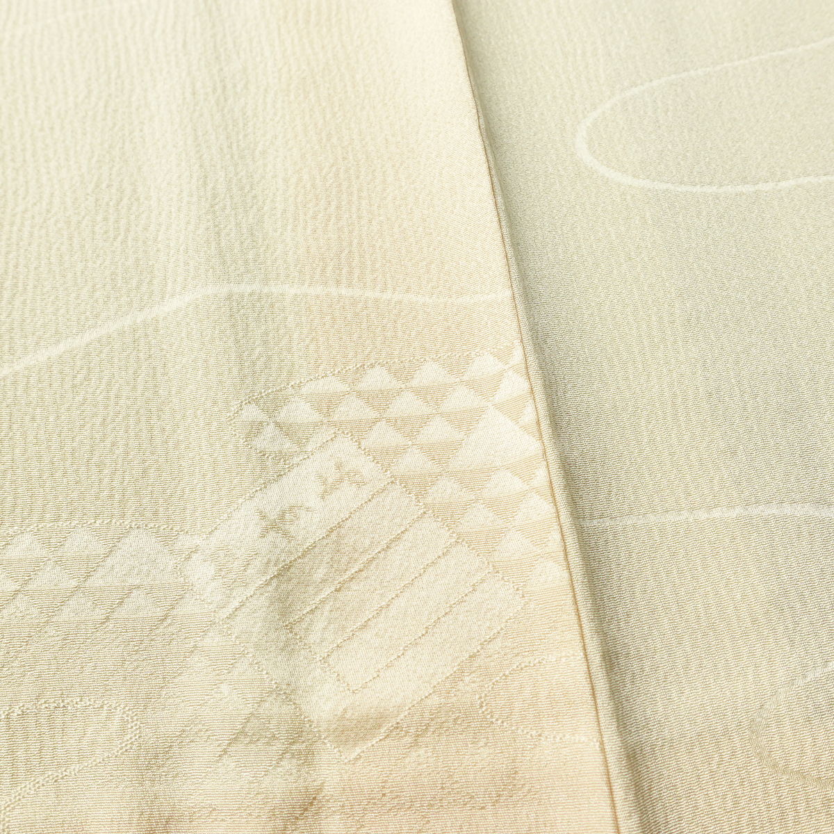 長襦袢 丹後ちりめん 本草木染 翔名織襦袢 しつけ糸付き しつけ糸付き 正絹 流水・波柄 袷仕立て 身丈127.5cm 裄丈63.5cm リサイクル着物 フォーマル ベージュ_画像12