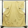 訪問着 良品 しつけ糸付き 一つ紋付き 正絹 木の葉・植物柄 袷仕立て 身丈160cm 裄丈63cm リサイクル着物 着物 刺繍 箔 共八掛 入学式 卒業式 七五三 お宮参り フォーマル 松 ベージュ_画像1