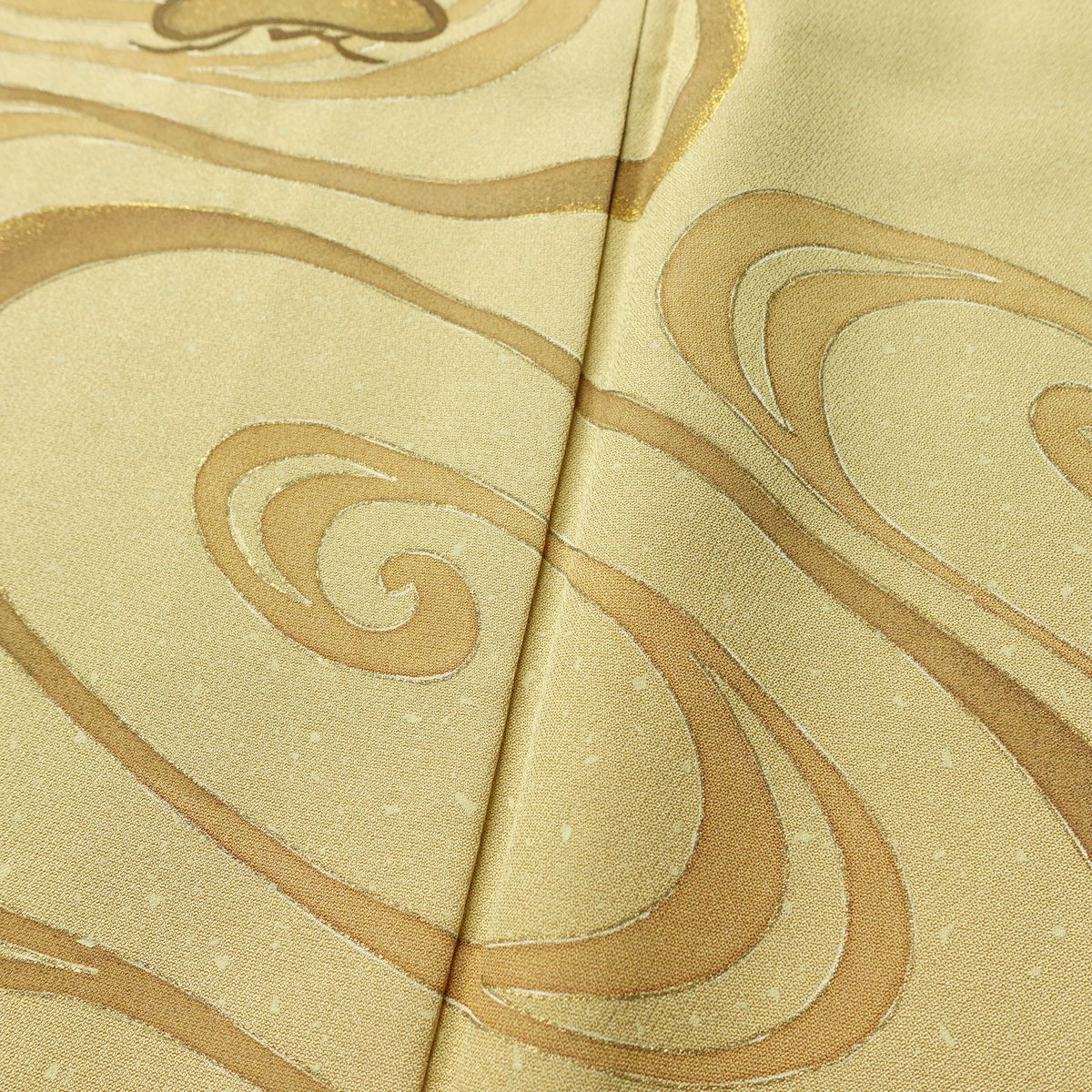 訪問着 良品 しつけ糸付き 一つ紋付き 正絹 木の葉・植物柄 袷仕立て 身丈160cm 裄丈63cm リサイクル着物 着物 刺繍 箔 共八掛 入学式 卒業式 七五三 お宮参り フォーマル 松 ベージュ_画像13