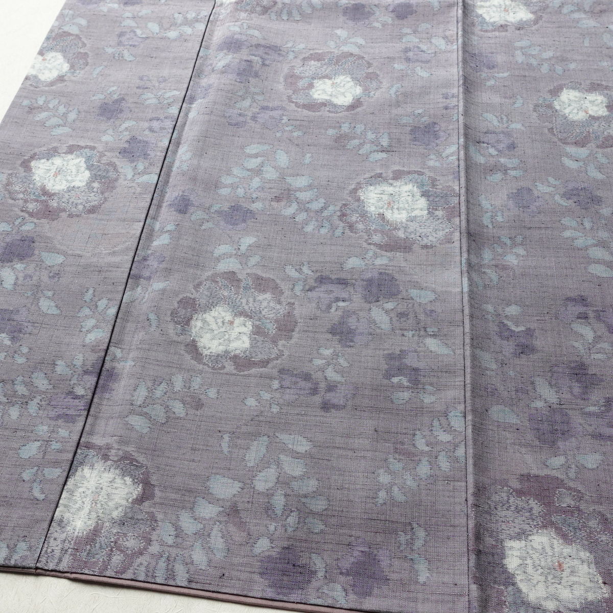 紬 良品 正絹 花柄 袷仕立て 身丈159cm 裄丈64.5cm リサイクル着物 着物 紫・藤色_画像4