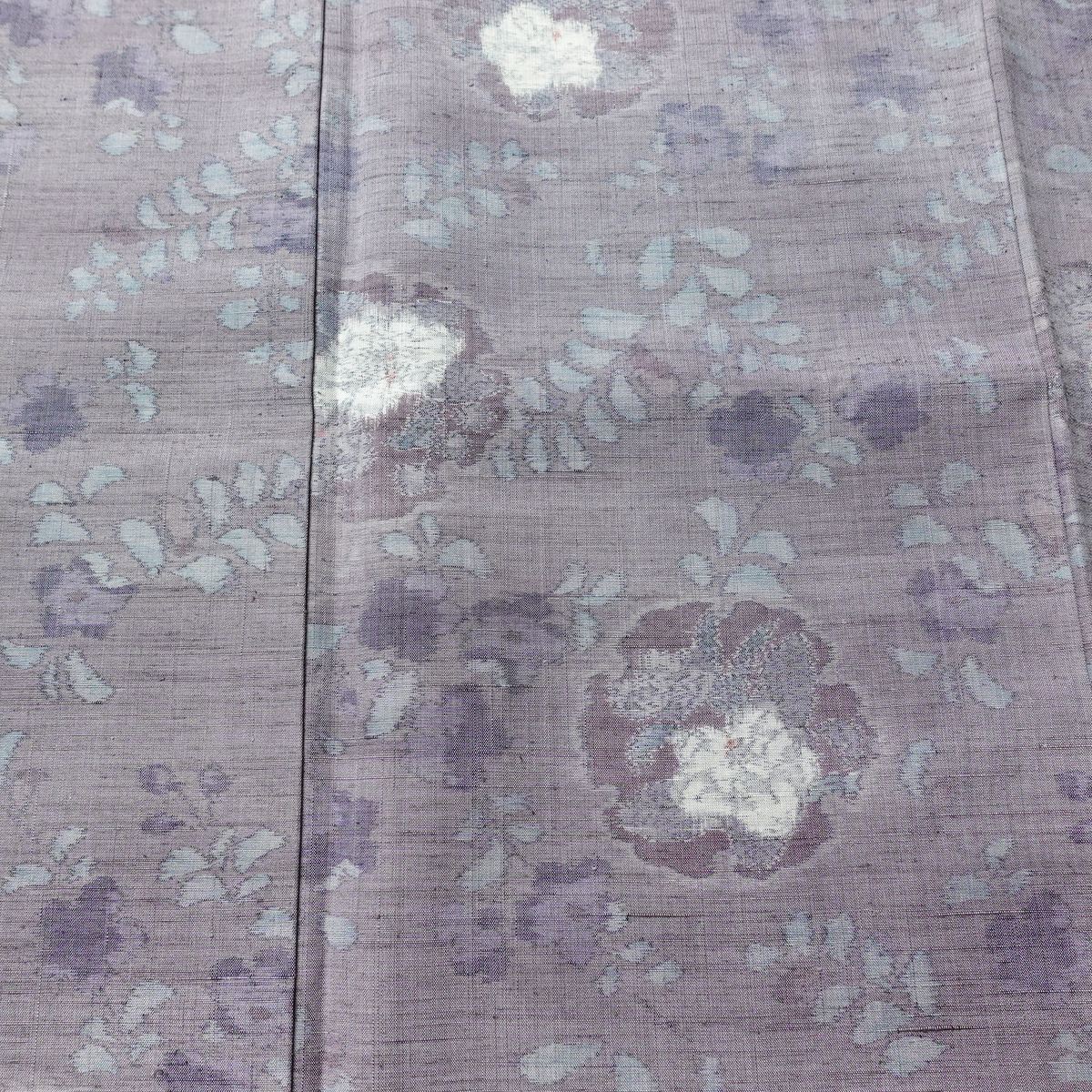 紬 良品 正絹 花柄 袷仕立て 身丈159cm 裄丈64.5cm リサイクル着物 着物 紫・藤色_画像6
