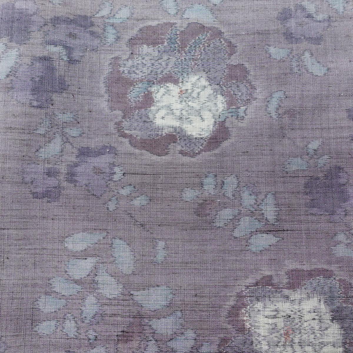 紬 良品 正絹 花柄 袷仕立て 身丈159cm 裄丈64.5cm リサイクル着物 着物 紫・藤色_画像7