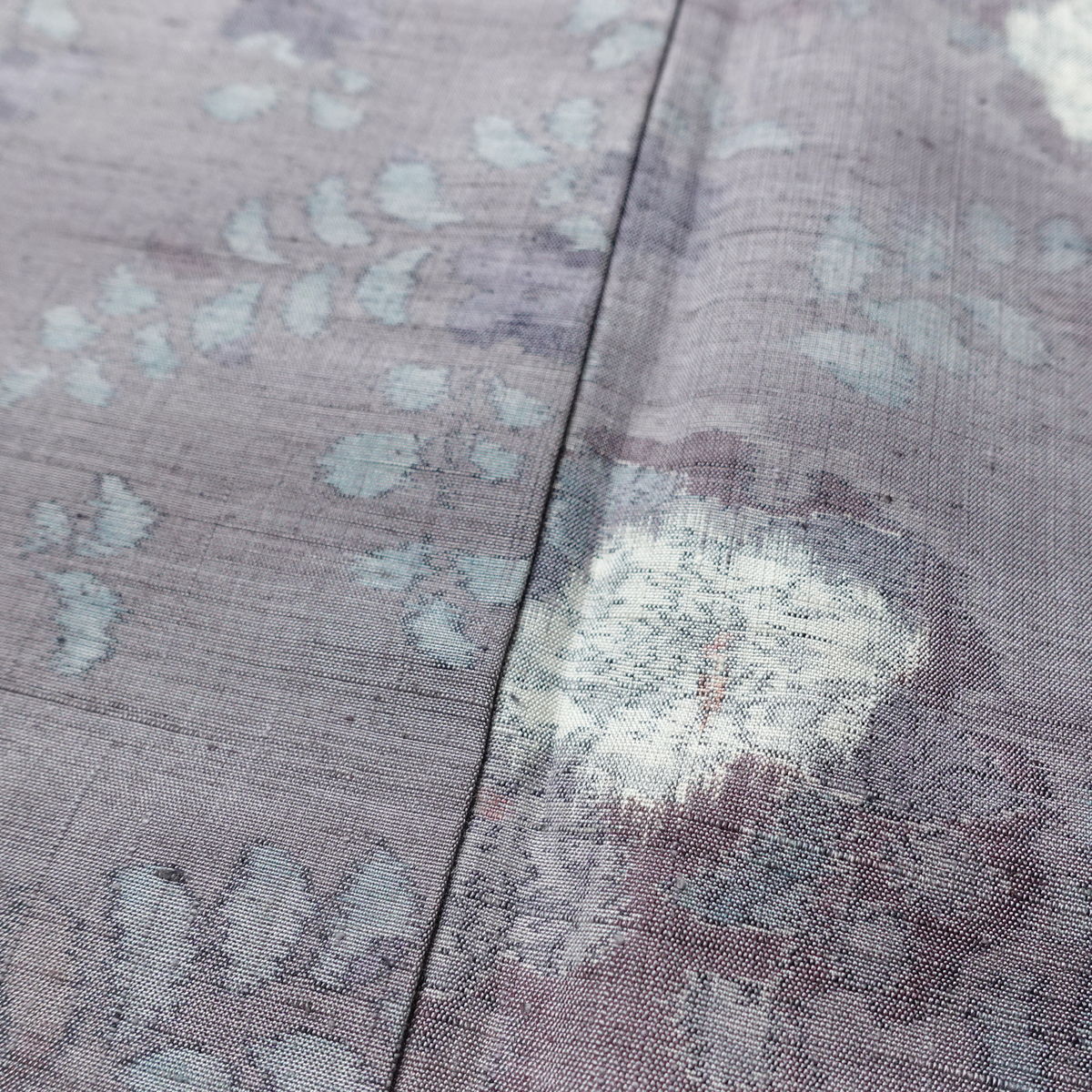 紬 良品 正絹 花柄 袷仕立て 身丈159cm 裄丈64.5cm リサイクル着物 着物 紫・藤色_画像10