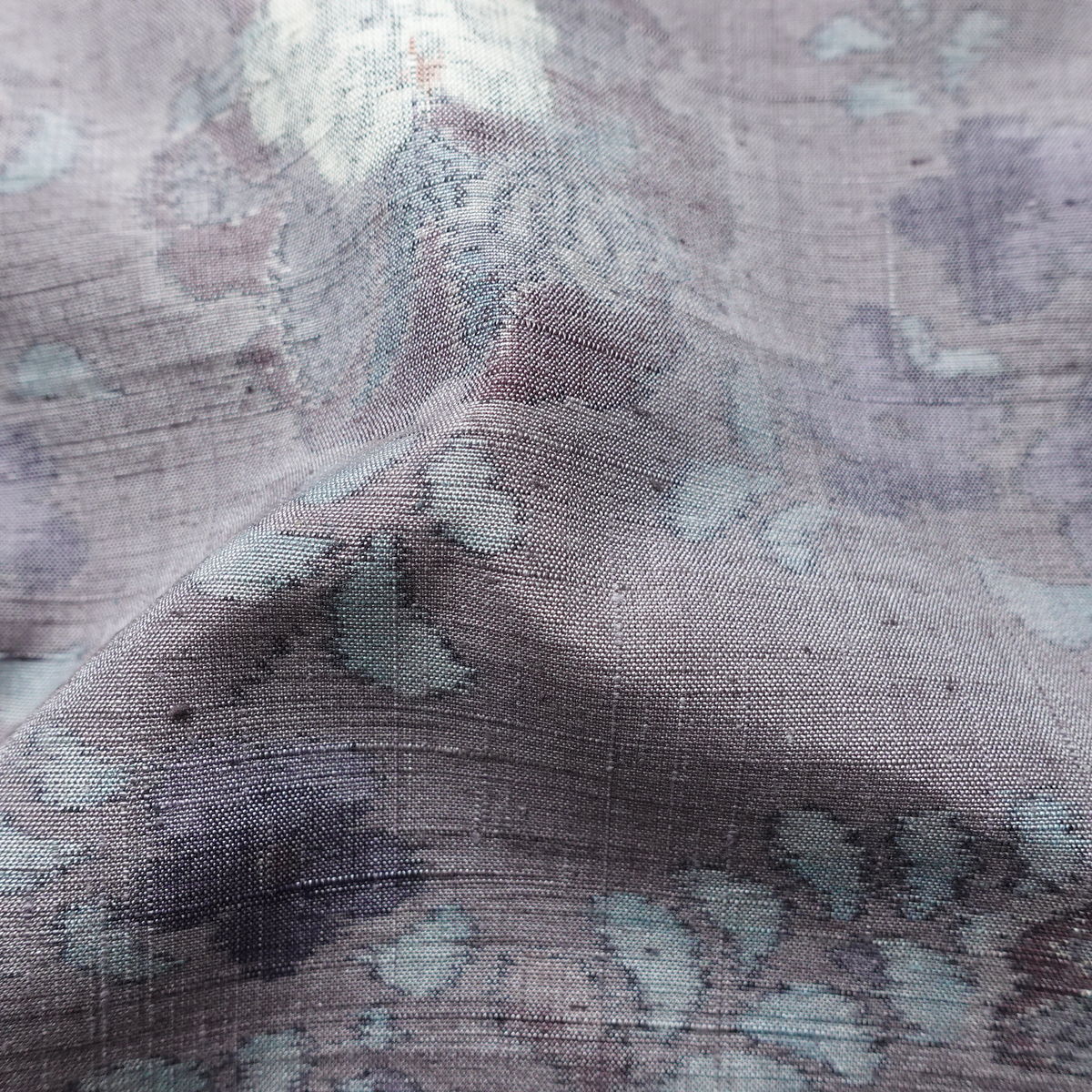 紬 良品 正絹 花柄 袷仕立て 身丈159cm 裄丈64.5cm リサイクル着物 着物 紫・藤色_画像19