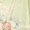 訪問着 正絹 花柄 袷仕立て 身丈169cm 裄丈70cm リサイクル着物 着物 入学式 卒業式 七五三 お宮参り フォーマル 上品 扇面 緑・うぐいす色_画像5