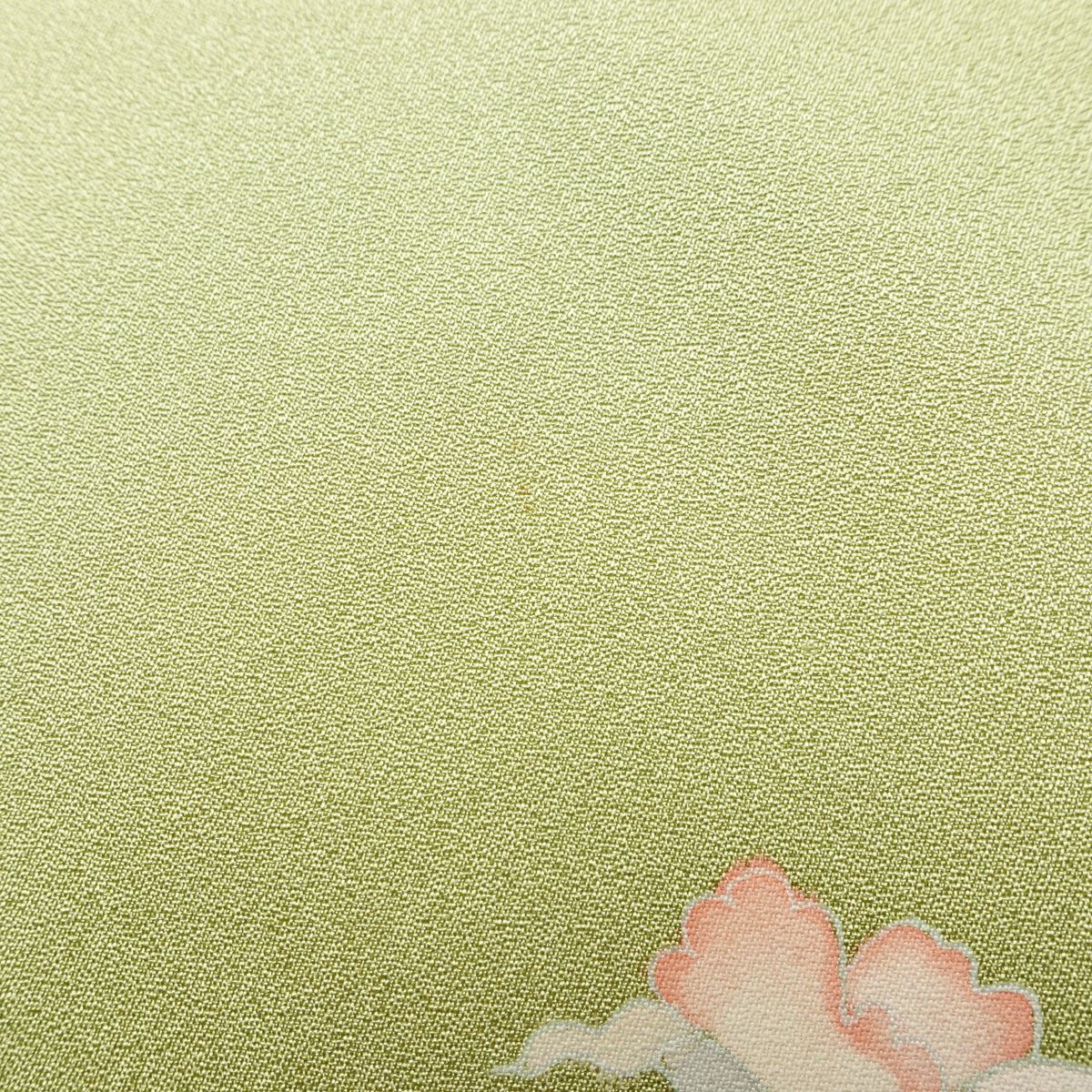 訪問着 正絹 花柄 袷仕立て 身丈169cm 裄丈70cm リサイクル着物 着物 入学式 卒業式 七五三 お宮参り フォーマル 上品 扇面 緑・うぐいす色_画像18