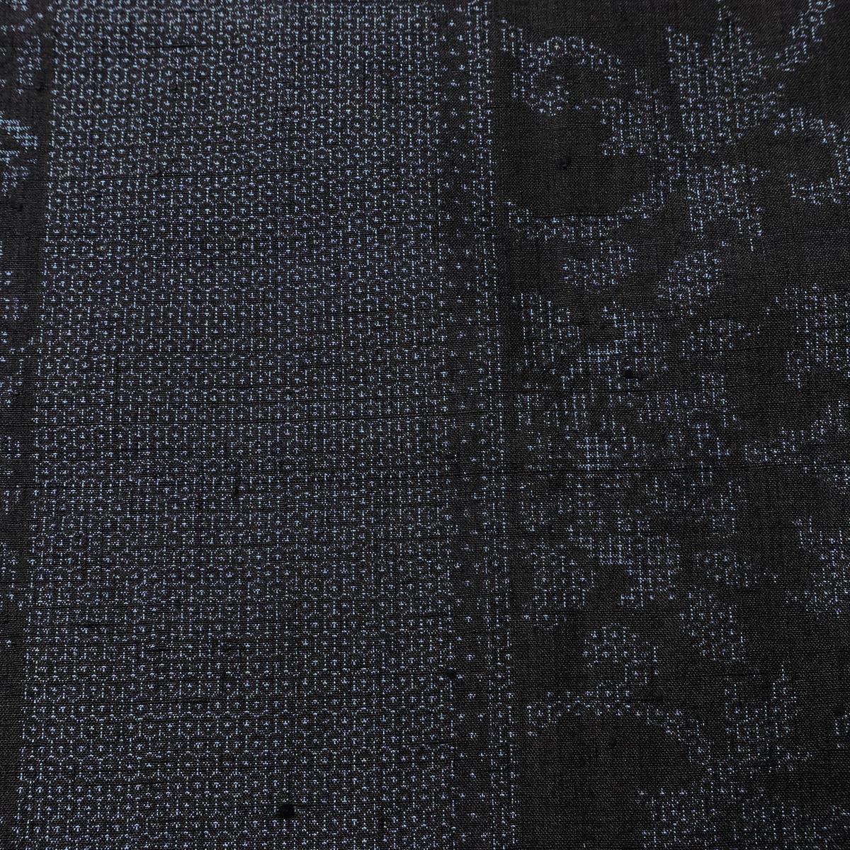 紬 良品 正絹 木の葉・植物柄 袷仕立て 身丈160.5cm 裄丈66cm リサイクル着物 着物 青・紺_画像7