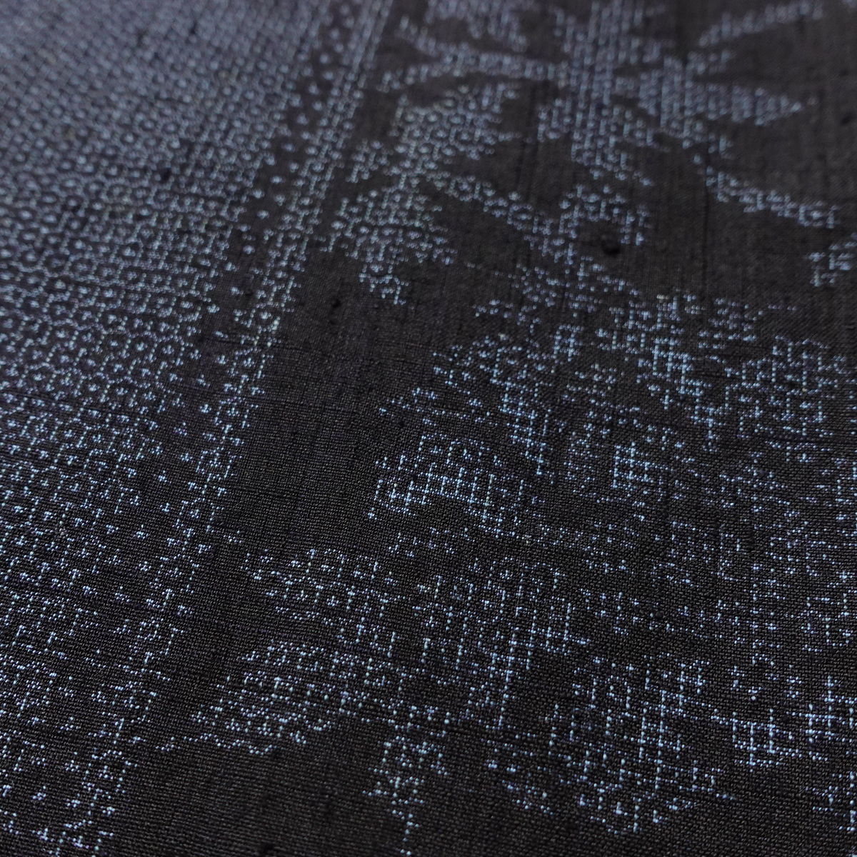 紬 良品 正絹 木の葉・植物柄 袷仕立て 身丈160.5cm 裄丈66cm リサイクル着物 着物 青・紺_画像9