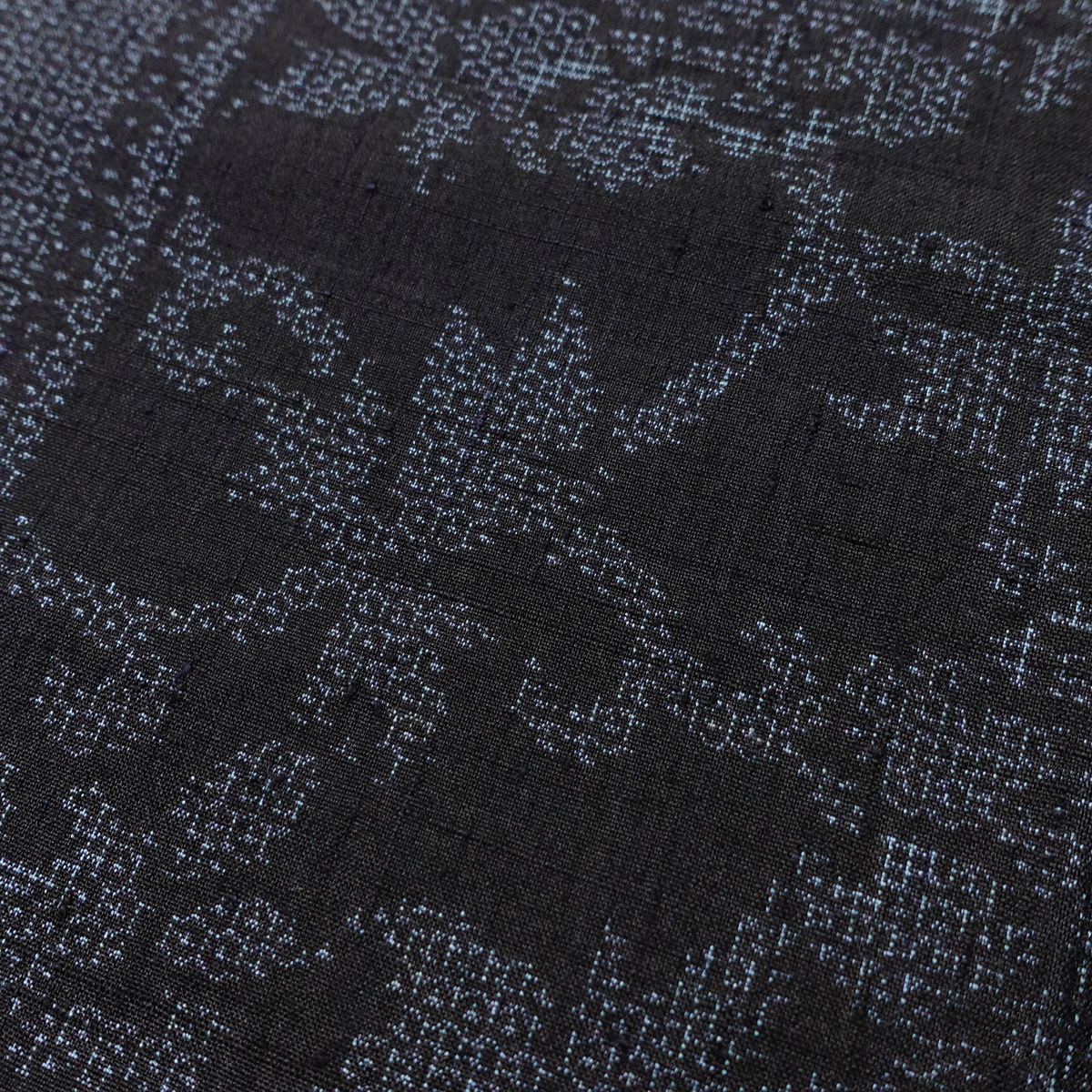 紬 良品 正絹 木の葉・植物柄 袷仕立て 身丈160.5cm 裄丈66cm リサイクル着物 着物 青・紺_画像11