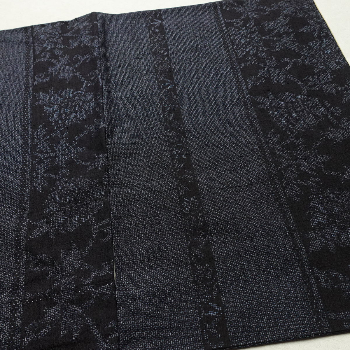 紬 良品 正絹 木の葉・植物柄 袷仕立て 身丈160.5cm 裄丈66cm リサイクル着物 着物 青・紺_画像14