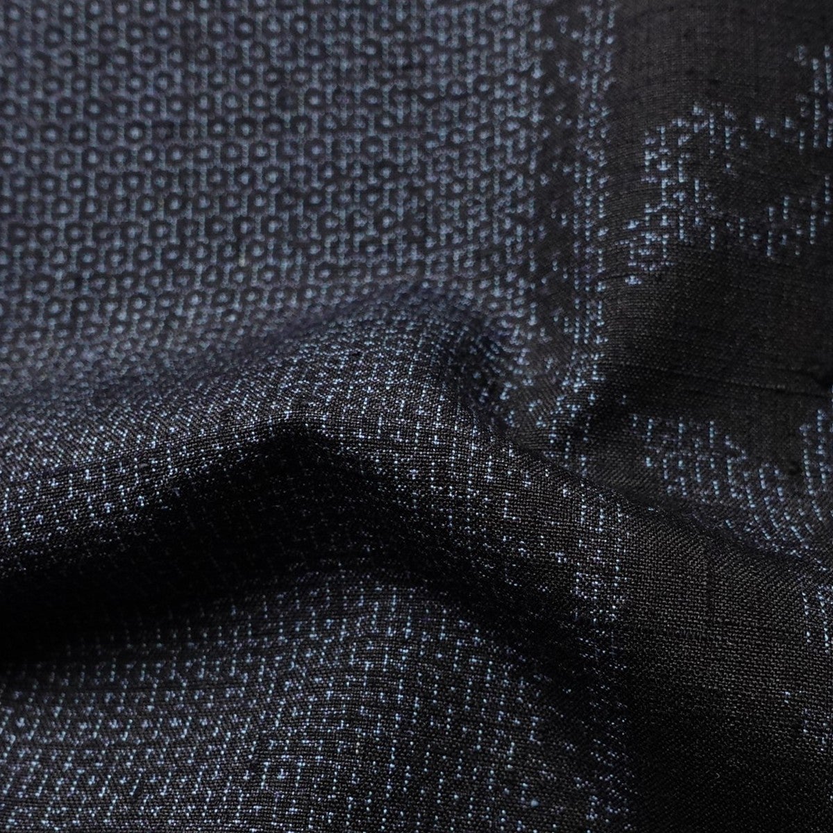 紬 良品 正絹 木の葉・植物柄 袷仕立て 身丈160.5cm 裄丈66cm リサイクル着物 着物 青・紺_画像22