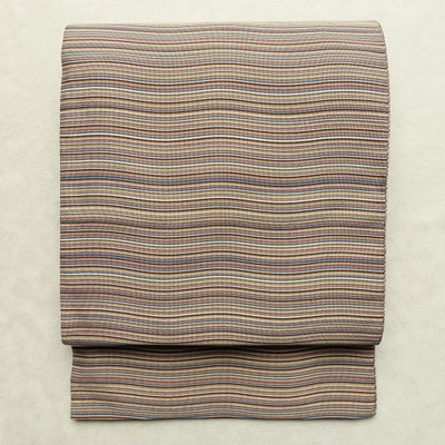 名古屋帯 全通柄 正絹 縞柄・線柄 松葉仕立て なごや帯 リサイクル帯 帯 多色使い