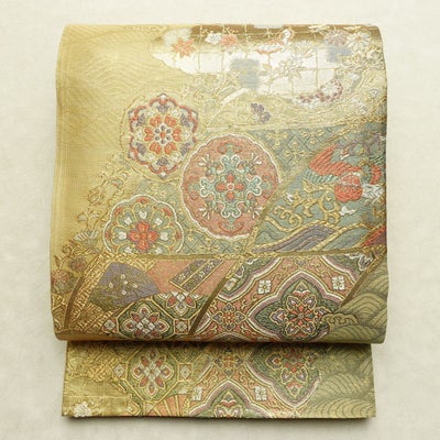 袋帯 六通柄 良品 フォーマル用 正絹 幾何学柄・抽象柄 リサイクル帯 帯 金糸 入学式 卒業式 七五三 お宮参り 金・銀