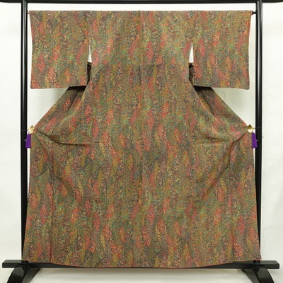 小紋 良品 総柄 正絹 幾何学柄・抽象柄 袷仕立て 身丈159cm 裄丈66cm リサイクル着物 着物 多色使い