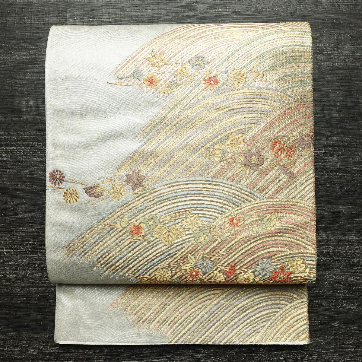 高級◆新品未使用◆引箔本袋帯◆流水/花丸紋/唐草◆袋帯/六通柄/金糸/正絹 袋帯 六通柄 フォーマル用 正絹 花柄 箔 帯 入学式 卒業式 結婚式 金