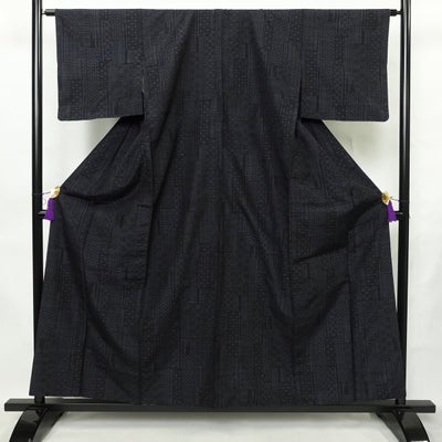 紬 正絹 古典柄 袷仕立て 身丈157cm 裄丈63.5cm リサイクル着物 着物 青・紺