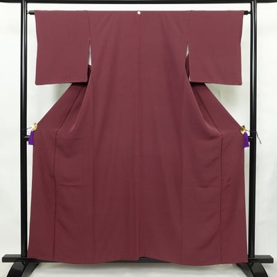 色無地 縮緬 一つ紋付き 正絹 無地 袷仕立て 身丈158cm 裄丈63cm リサイクル着物 着物 共八掛 お茶会 フォーマル 紫・藤色