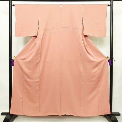 色無地 一つ紋付き 正絹 その他の柄 袷仕立て 身丈158.5cm 裄丈64cm リサイクル着物 着物 お茶会 フォーマル シンプル ピンク