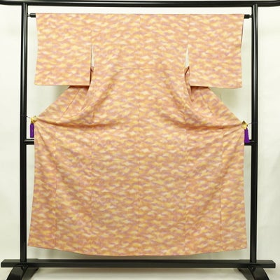 小紋 総柄 正絹 流水・波柄 袷仕立て 身丈152.5cm 裄丈62.5cm リサイクル着物 着物 ぼかし 多色使い