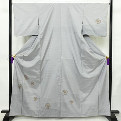 付け下げ 正絹 幾何学柄・抽象柄 袷仕立て 身丈164.5cm 裄丈66.5cm リサイクル着物 着物 金彩 紬地 青・紺