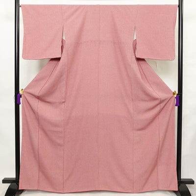 小紋 人間国宝 中村勇二郎 美品 落款入り しつけ糸付き 江戸小紋 正絹 古典柄 袷仕立て 身丈165cm 裄丈66cm リサイクル着物 着物 ピンク