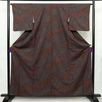 小紋 良品 正絹 古典柄 袷仕立て 身丈159.5cm 裄丈64cm リサイクル着物 着物 紬地 多色使い