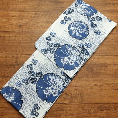 新品 浴衣 綿絽 国内染色 国内加工 女性用 絽 しつけ糸付き 未使用品 シック 古典 しっとり 雪輪  白 木の葉・植物柄 綿