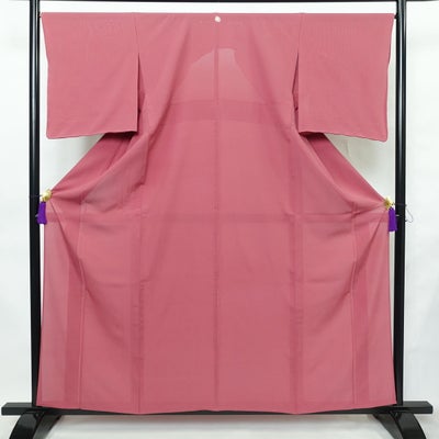 盛夏 色無地 絽 美品 しつけ糸付き 一つ紋付き 正絹 無地 単衣仕立て 身丈159cm 裄丈66.5cm リサイクル着物 着物 薄物 フォーマル ピンク