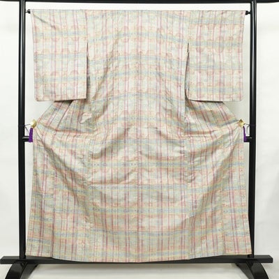 単衣 バチ衿仕立て 総柄 正絹 古典柄 単衣仕立て 身丈159.5cm 裄丈65.5cm リサイクル着物 着物 多色使い