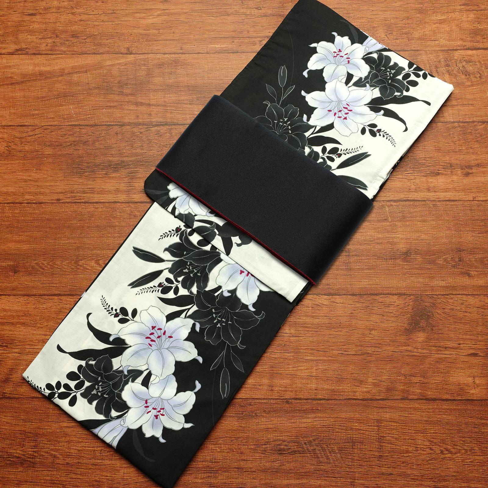 新品 浴衣 帯 2点セット 女性用 綿 平織 古典柄 浴衣 半幅帯 未使用品