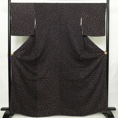 小紋 絞り 総絞り 正絹 古典柄 袷仕立て 身丈167.5cm 裄丈68.5cm リサイクル着物 着物 青・紺