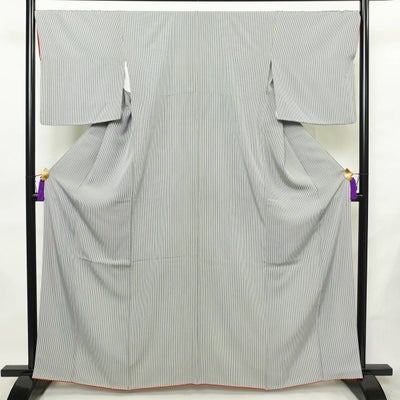 小紋 総柄 正絹 縞柄・線柄 袷仕立て 身丈162.5cm 裄丈68cm リサイクル着物 着物 多色使い