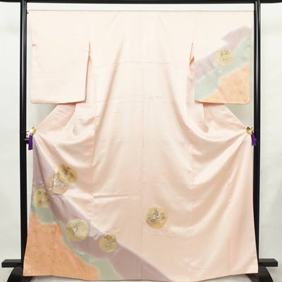 付け下げ 正絹 古典柄 袷仕立て 身丈167cm 裄丈67.5cm リサイクル着物 着物 箔 金彩 入学式 卒業式 七五三 お宮参り フォーマル ピンク