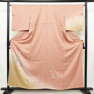 訪問着 正絹 風景柄 袷仕立て 身丈157.5cm 裄丈65cm リサイクル着物 着物 金彩 入学式 卒業式 結婚式 七五三 お宮参り フォーマル ピンク