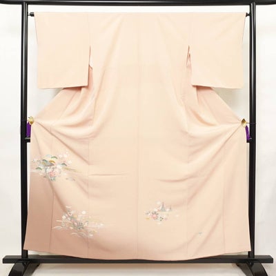 訪問着 正絹 風景柄 袷仕立て 身丈157cm 裄丈64.5cm リサイクル着物 着物 ピンク