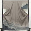 付け下げ 美品 しつけ糸付き 正絹 風景柄 袷仕立て 身丈168cm 裄丈68cm リサイクル着物 着物 共八掛 モダン おしゃれ 紬地 紫・藤色_画像1