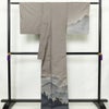 付け下げ 美品 しつけ糸付き 正絹 風景柄 袷仕立て 身丈168cm 裄丈68cm リサイクル着物 着物 共八掛 モダン おしゃれ 紬地 紫・藤色_画像2