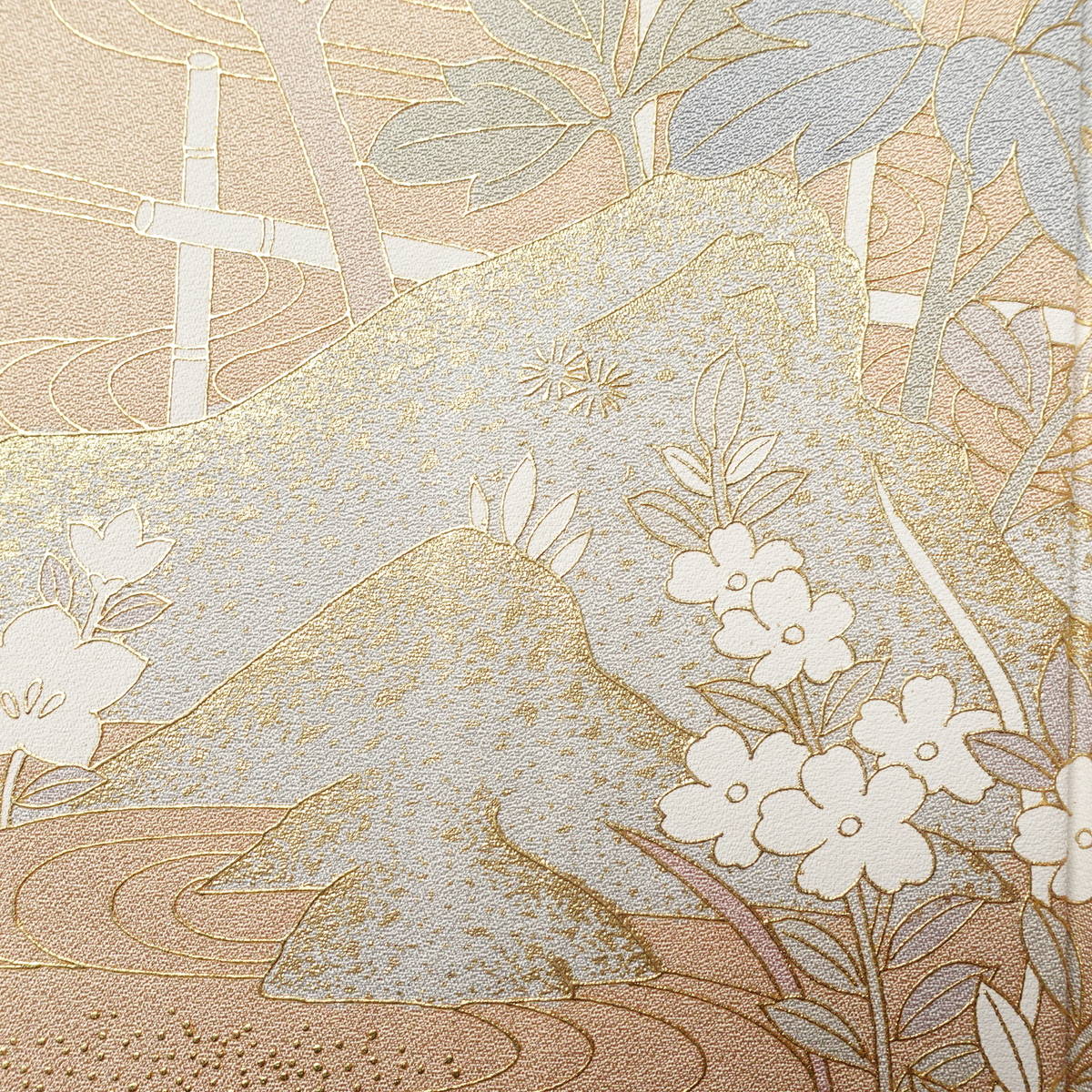 訪問着 正絹 風景柄 袷仕立て 身丈158cm 裄丈65.5cm リサイクル着物 着物 金彩 入学式 卒業式 結婚式 七五三 お宮参り フォーマル 御所車 萩 菊 赤・朱_画像12