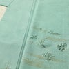 付け下げ 良品 しつけ糸付き 一つ紋付き 正絹 木の葉・植物柄 袷仕立て 身丈159cm 裄丈64.5cm リサイクル着物 着物 刺繍 金糸 入学式 卒業式 結婚式 七五三 お宮参り フォーマル 緑・うぐいす色_画像5