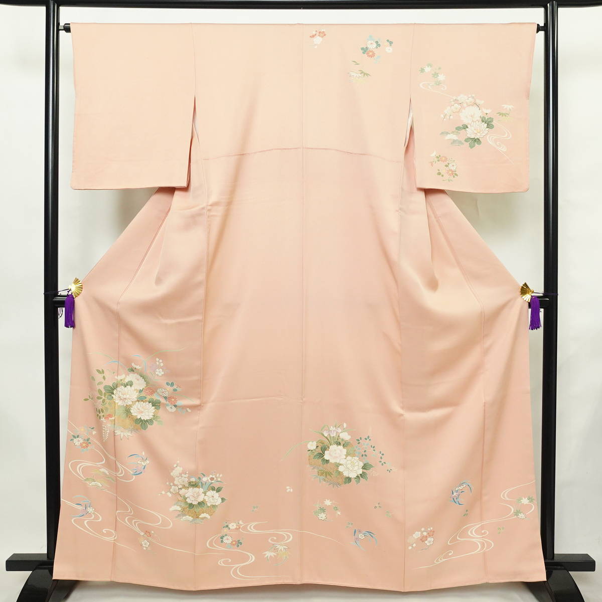 訪問着 正絹 古典柄 袷仕立て 身丈163cm 裄丈65cm リサイクル着物 着物 箔 金彩 入学式 結婚式 七五三 お宮参り フォーマル ピンク_画像1
