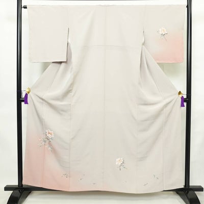 付け下げ 正絹 花柄 袷仕立て 身丈158.5cm 裄丈64.5cm リサイクル着物 着物 入学式 七五三 お宮参り フォーマル グレー