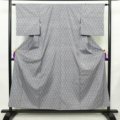 紬 正絹 古典柄 袷仕立て 身丈154.5cm 裄丈63cm リサイクル着物 着物 グレー