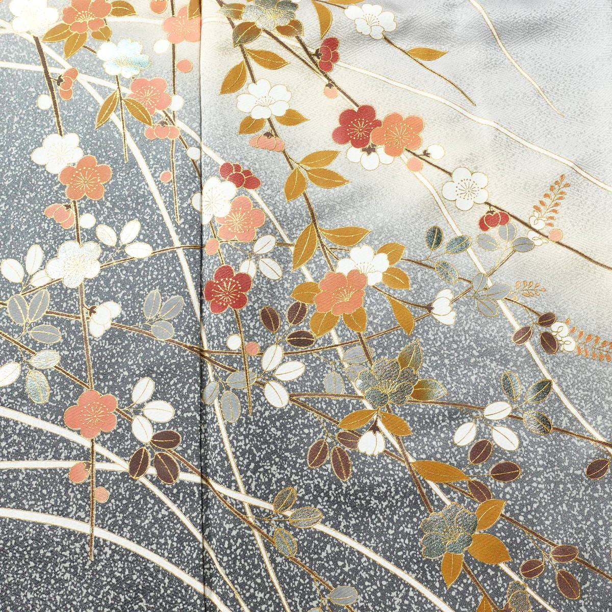 訪問着 良品 正絹 花柄 袷仕立て 身丈163.5cm 裄丈71.5cm リサイクル着物 着物 金彩 入学式 卒業式 七五三 お宮参り フォーマル 青・紺_画像6