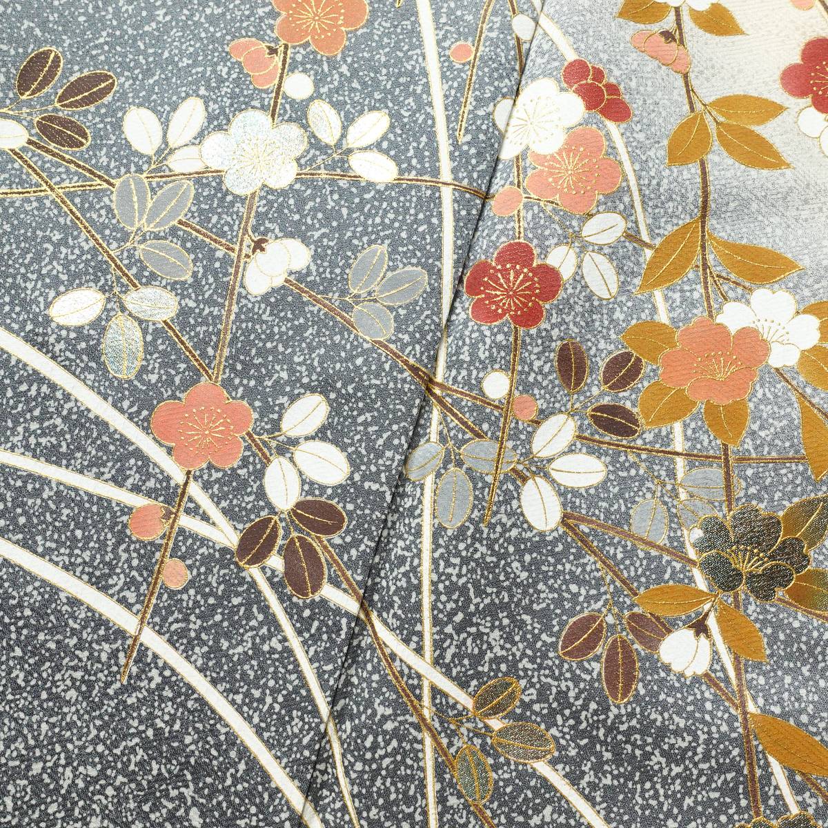 訪問着 良品 正絹 花柄 袷仕立て 身丈163.5cm 裄丈71.5cm リサイクル着物 着物 金彩 入学式 卒業式 七五三 お宮参り フォーマル 青・紺_画像7