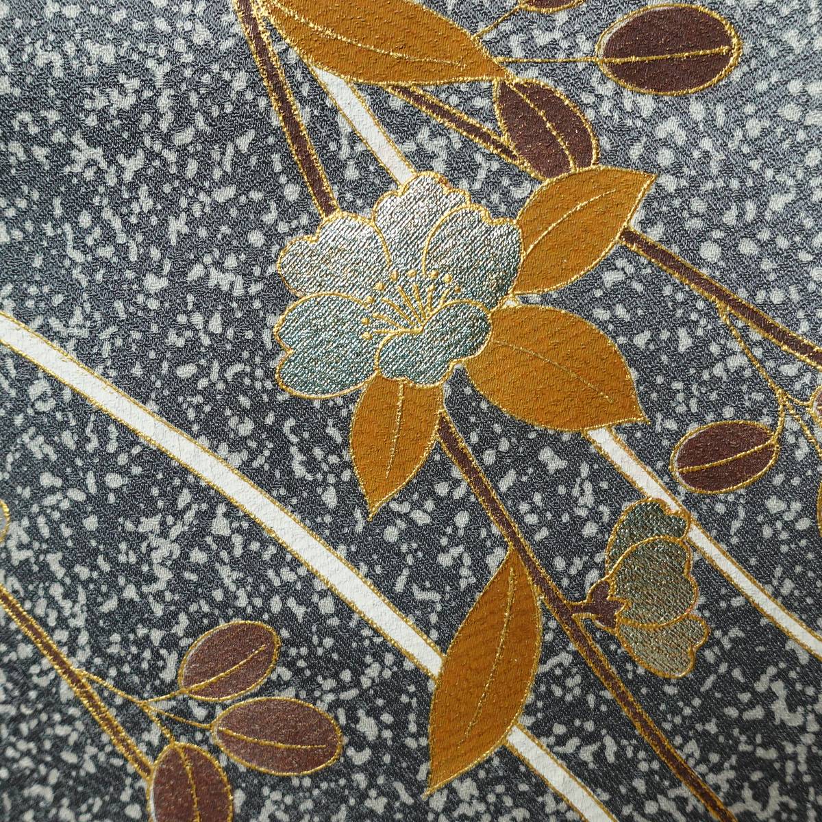 訪問着 良品 正絹 花柄 袷仕立て 身丈163.5cm 裄丈71.5cm リサイクル着物 着物 金彩 入学式 卒業式 七五三 お宮参り フォーマル 青・紺_画像8