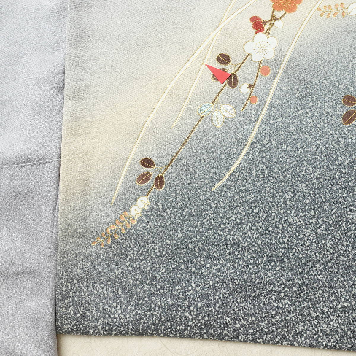 訪問着 良品 正絹 花柄 袷仕立て 身丈163.5cm 裄丈71.5cm リサイクル着物 着物 金彩 入学式 卒業式 七五三 お宮参り フォーマル 青・紺_画像16