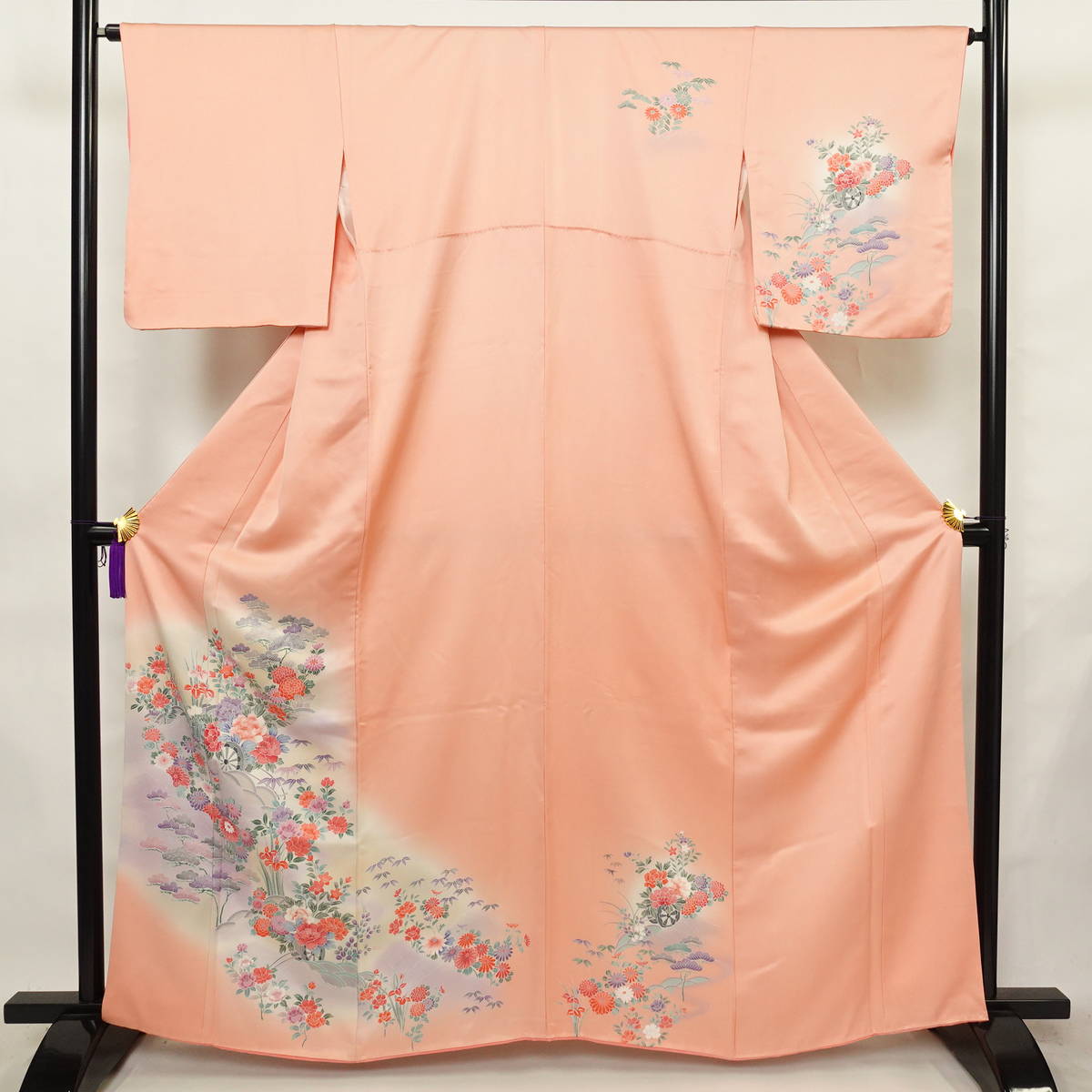 付け下げ 正絹 木の葉・植物柄 袷仕立て 身丈163.5cm 裄丈64.5cm リサイクル着物 着物 入学式 七五三 お宮参り フォーマル ピンク_画像1