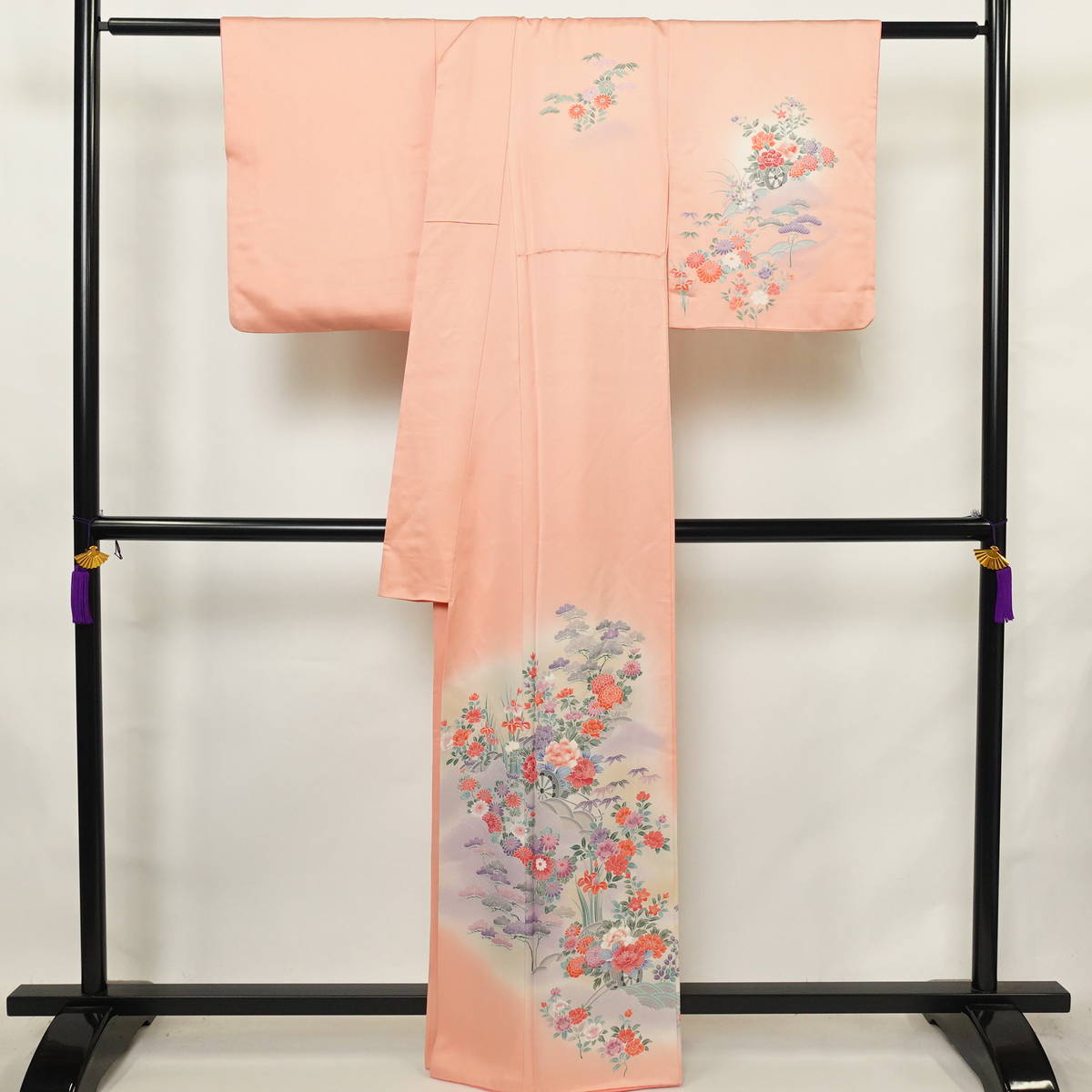 付け下げ 正絹 木の葉・植物柄 袷仕立て 身丈163.5cm 裄丈64.5cm リサイクル着物 着物 入学式 七五三 お宮参り フォーマル ピンク_画像2