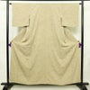 小紋 しつけ糸付き 縮緬 総柄 正絹 花柄 袷仕立て 身丈157cm 裄丈63.5cm リサイクル着物 着物 ベージュ_画像1