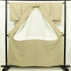 小紋 しつけ糸付き 縮緬 総柄 正絹 花柄 袷仕立て 身丈157cm 裄丈63.5cm リサイクル着物 着物 ベージュ_画像3